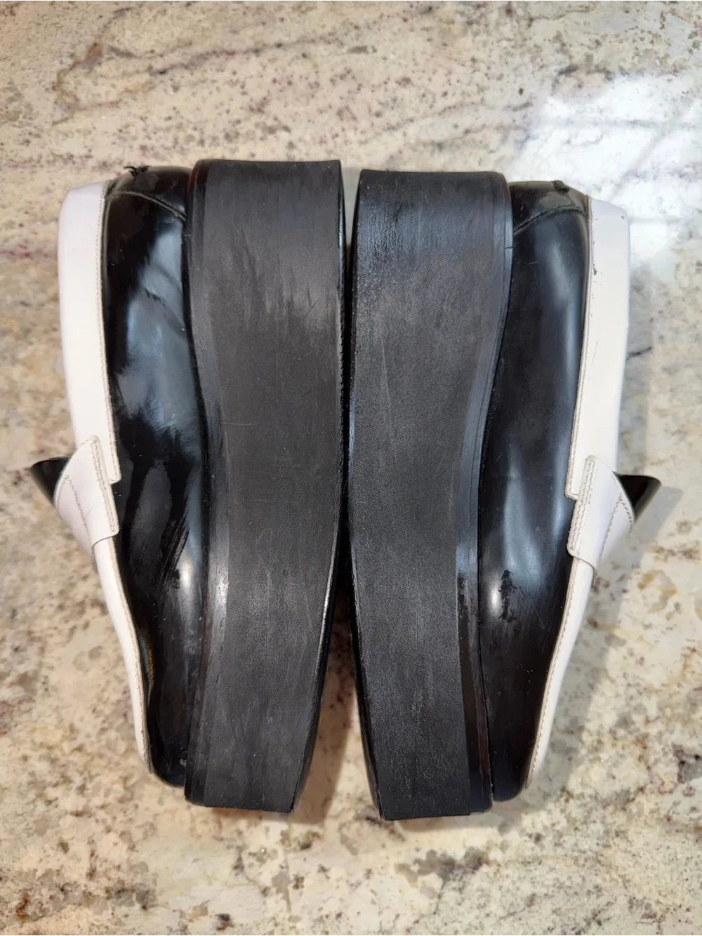 J.W. Anderson $325 Black & White Womens Platform Penny Loafer 7 GUC